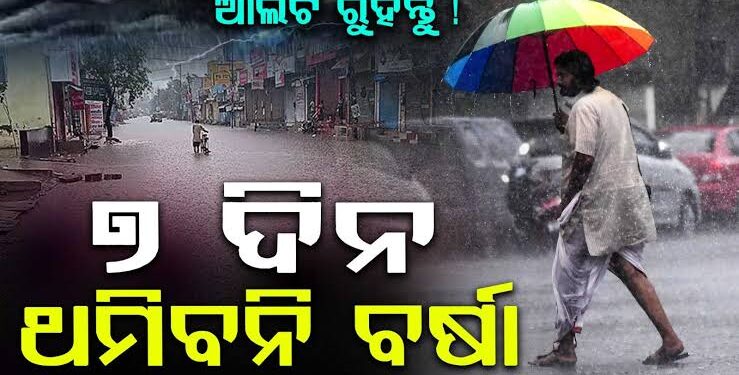 ଲଘୁଚାପ କ୍ଷେତ୍ର ପ୍ରଭାବ: ୭ ଦିନ ପ୍ରବଳ ବର୍ଷା